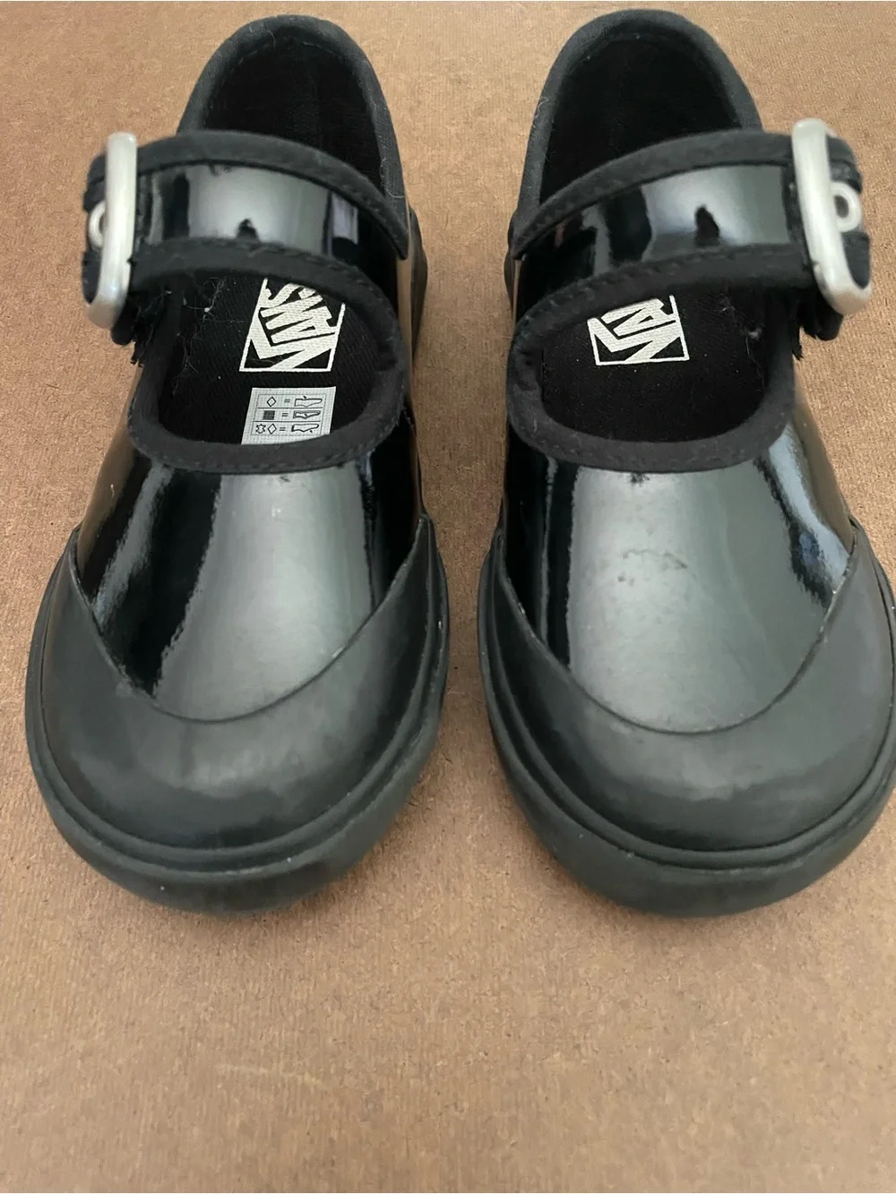 Vans Kids Black Patent Mary Jane Hook-Strap Shoes